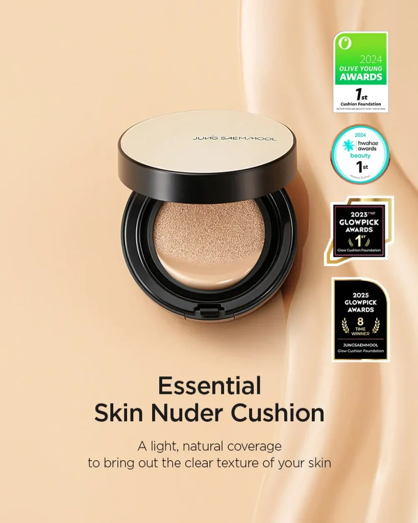 JUNGSAEMMOOL Essential Skin Nuder Cushion — lightweight Korean cushion foundation for natural coverage and radiant skin
