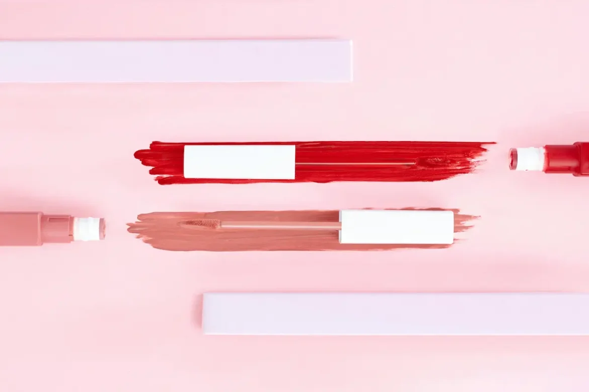 korean lip tint for natural look — soft sheer tint texture on pink background