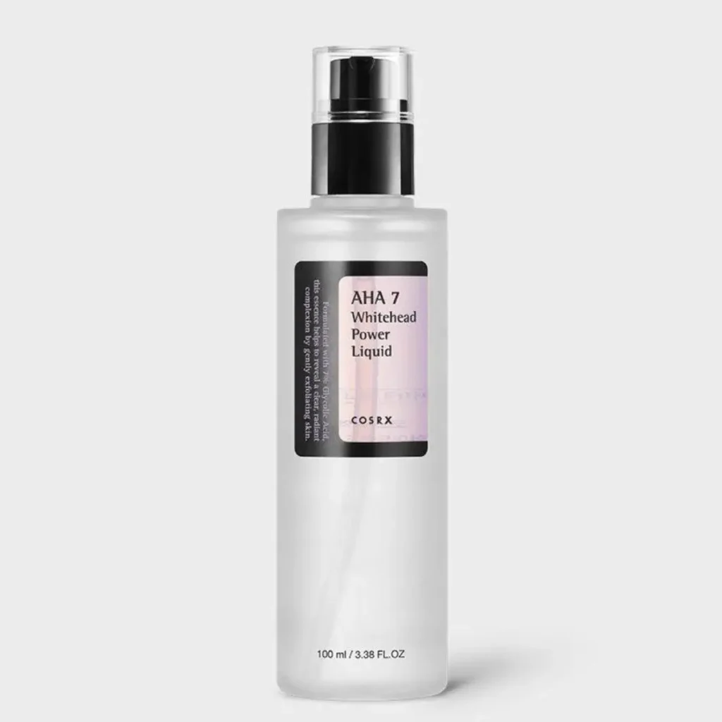 COSRX AHA 7 Whitehead Power Liquid bottle designed for mild exfoliation on sensitive skin.
