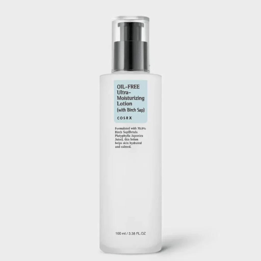 Lightweight lotion bottle photographed against a soft light background