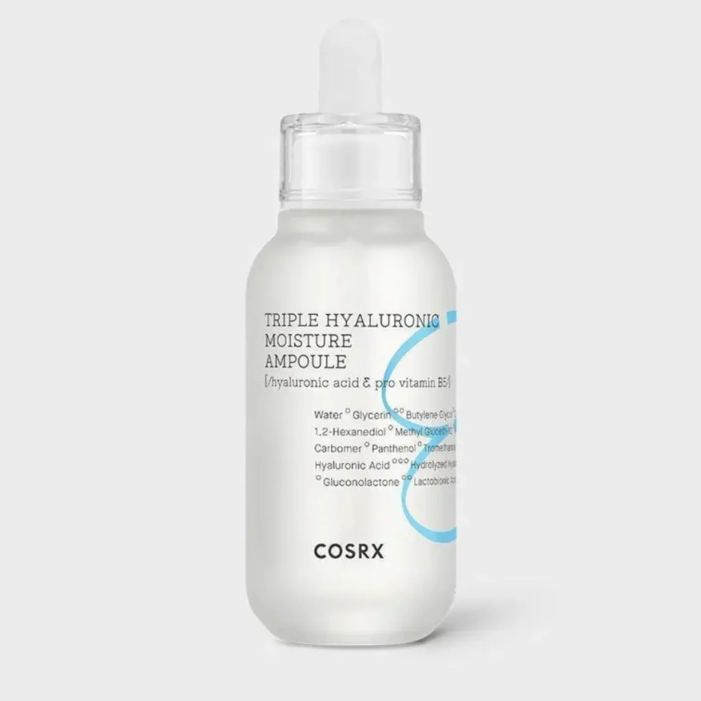 A Korean skincare hydrating serum with multiple hyaluronic acid ingredients.