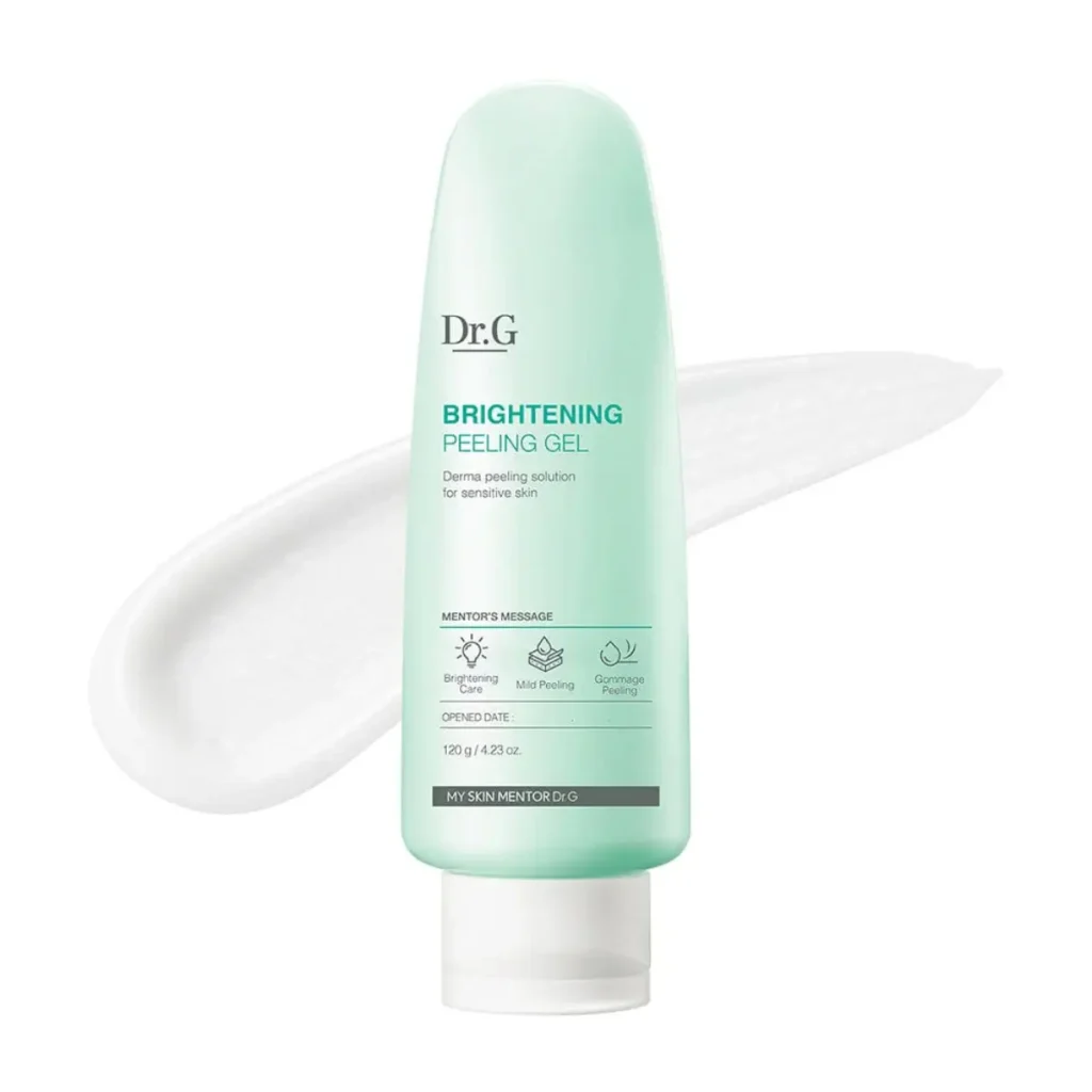 Dr.G Brightening Peeling Gel, a gentle gommage-style exfoliator suitable for sensitive skin.