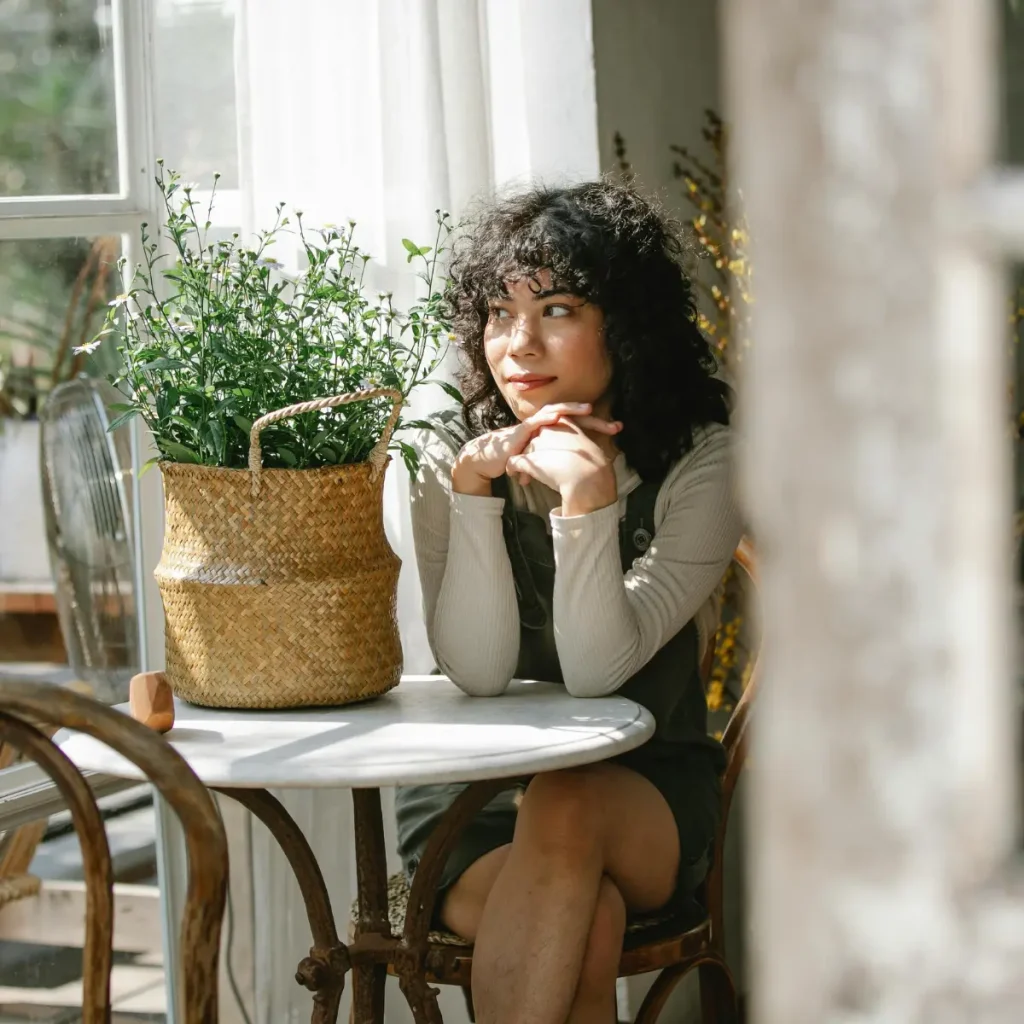 makeup appearance under natural light in an everyday indoor setting